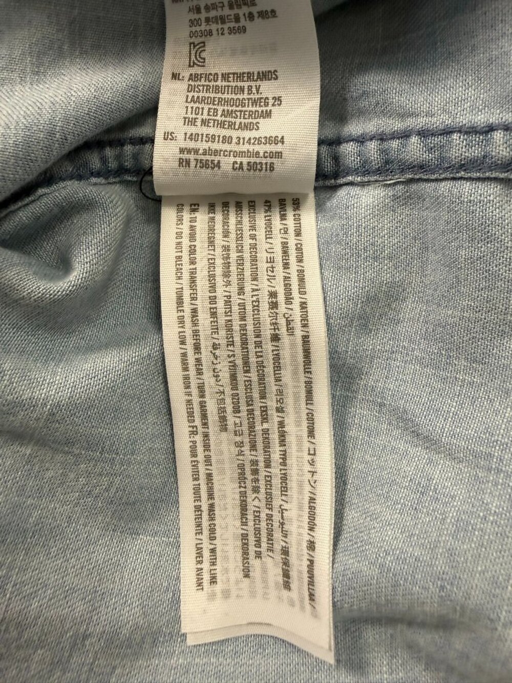 Abercrombie & Fitch Chambray Denim Button Down Shirt Light Wash Size M - Picture 7 of 7